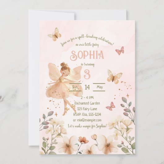 Fairy Enchanted Forest Verjaardagsuitnodiging Kaar Kaart (Voorkant)