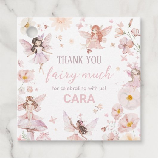 Fairy Enchanted Garden Verjaardag Party Square Bedankjes Labels (Voorkant)