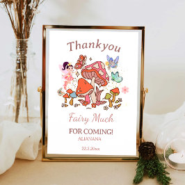 Fairy Enchanted Mashroom 1e Verjaardag Dank u Foto Afdruk