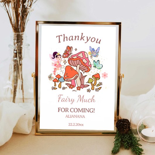 Fairy Enchanted Mashroom 1e Verjaardag Dank u Foto Afdruk