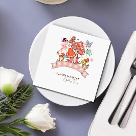 Fairy Enchanted Mushroom Waterverf Bloemen Servet