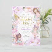 Fairy Enchanted Party, Garden Flower girl jarig Kaart (Staand voorkant)