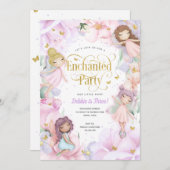 Fairy Enchanted Party, Garden Flower girl jarig Kaart (Voorkant / Achterkant)