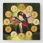 Fairy Enchanted World Large Clock Vierkante Klok (Voorkant)
