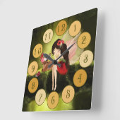 Fairy Enchanted World Large Clock Vierkante Klok (Hoek)