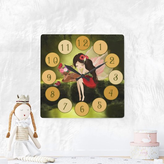 Fairy Enchanted World Large Clock Vierkante Klok