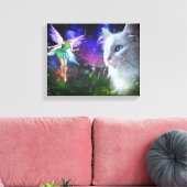 Fairy Encounters Cat Canvas Afdruk (Insitu (Woonkamer))