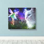 Fairy Encounters Cat Canvas Afdruk (Insitu (Houten vloer))