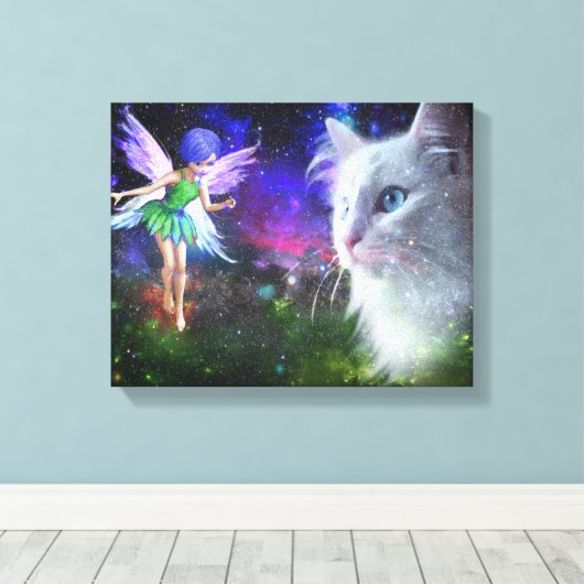 Fairy Encounters Cat Canvas Afdruk (Insitu (Houten vloer))