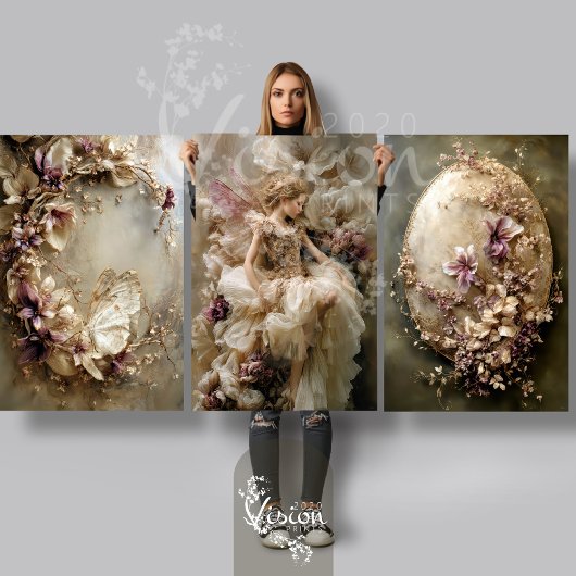 Fairy Ethereal Fantasy Butterfly Botanical Inpakpapier Vel