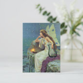   Fairy Fae Harp Candle Ocean Briefkaart (Staand voorkant)