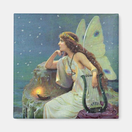 Fairy Fae Harp Candle Ocean Magneet (Voorkant)