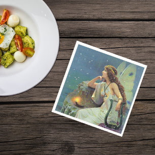 Fairy Fae Harp Candle Ocean Servetten