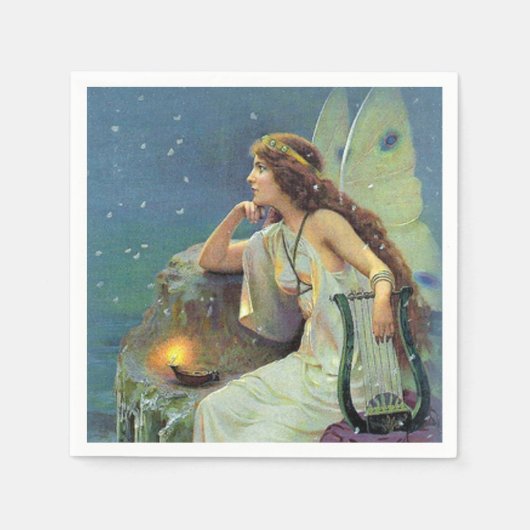Fairy Fae Harp Candle Ocean Servetten (Voorkant)