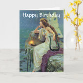 Fairy Fae Harp Candle Ocean Verjaardag Kaart (Gele Bloem)