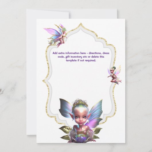 Fairy fantasie grillige pixie prinses roze meisjes kaart (Achterkant)