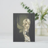 Fairy fantasy art briefkaart green (Staand voorkant)