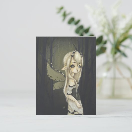 Fairy fantasy art briefkaart green (Staand voorkant)