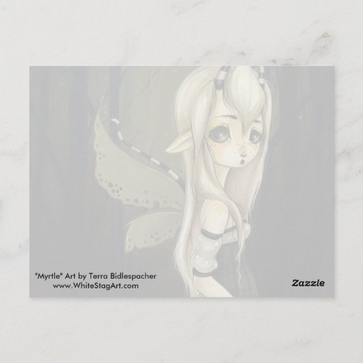 Fairy fantasy art briefkaart green (Achterkant)