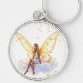 Fairy fantasy blonde meisje wolk zitten magisch sleutelhanger