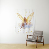 Fairy fantasy blonde meisje wolk zitten magisch wandkleed (In situ)