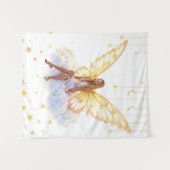 Fairy fantasy blonde meisje wolk zitten magisch wandkleed (Voorkant (horizontaal))