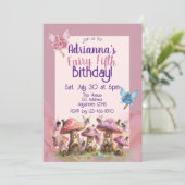 Fairy Fifth, Pink Purple 5th Birthday Kaart (Staand voorkant)