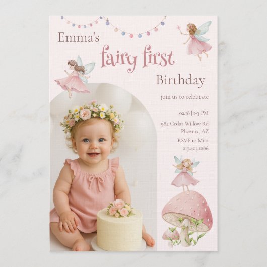 Fairy First 1st Birthday Enchanted Magical Kaart (Voorkant)