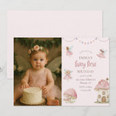 Fairy First 1st Birthday Enchanted Magical Photo Kaart (Voorkant / Achterkant)