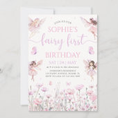 Fairy First 1st Birthday Party Invitation Kaart (Voorkant)