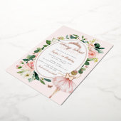 Fairy First 1st Birthday Roos Gold Folie Uitnodiging (Gedraaid)