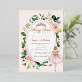 Fairy First 1st Birthday Roos Gold Folie Uitnodiging (Staand Voorkant)