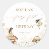 Fairy First Birthday Boho Ronde Sticker (Voorkant)