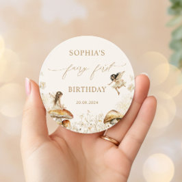 Fairy First Birthday Boho Ronde Sticker