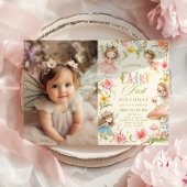 Fairy First Birthday Colorful Enchanted Photo Kaart