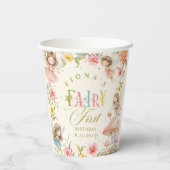 Fairy First Birthday Enchanted Garden Bright Papieren Bekers (Achterkant)