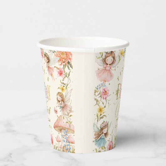 Fairy First Birthday Enchanted Garden Bright Papieren Bekers (Rechts)