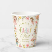 Fairy First Birthday Enchanted Garden Bright Papieren Bekers (Voorkant)