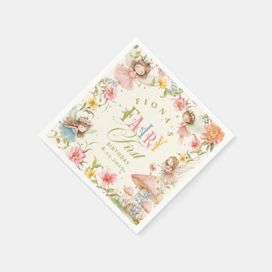 Fairy First Birthday Enchanted Garden Bright Servet (Hoek)