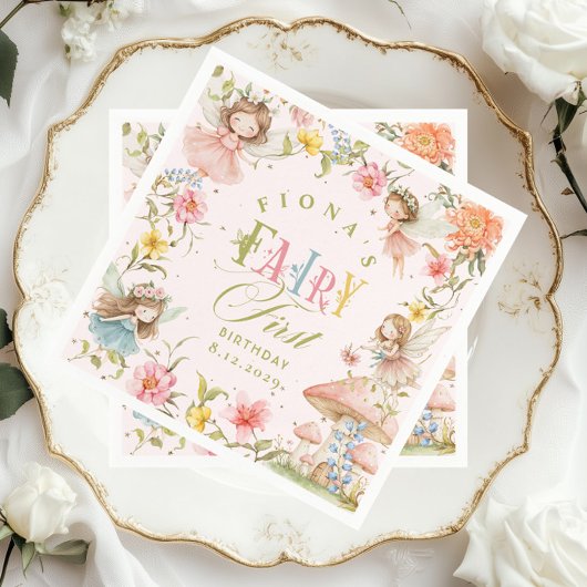 Fairy First Birthday Enchanted Garden Bright Servet