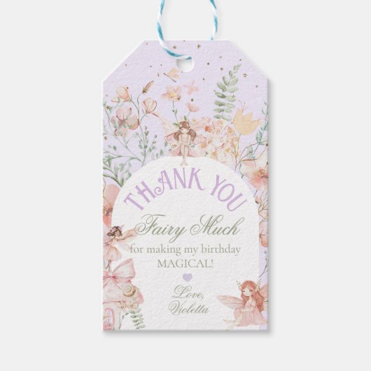 Fairy First Birthday Enchanted garden Whimsical Cadeaulabel (Voorkant)
