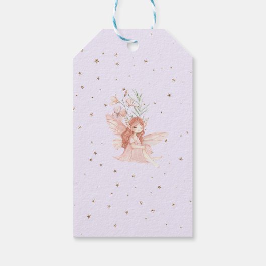 Fairy First Birthday Enchanted garden Whimsical Cadeaulabel (Achterkant)