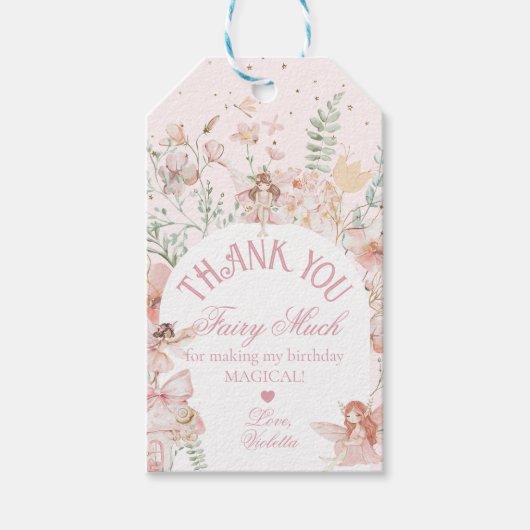 Fairy First Birthday Enchanted garden Whimsical Cadeaulabel (Voorkant)