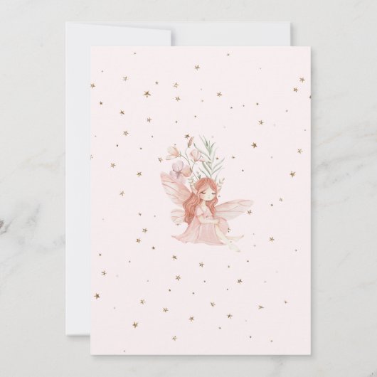 Fairy First Birthday Enchanted garden Whimsical Kaart (Achterkant)