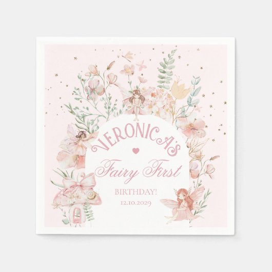 Fairy First Birthday Enchanted garden Whimsical Servet (Voorkant)