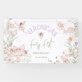 Fairy First Birthday Enchanted garden Whimsical Spandoek (Horizontaal)
