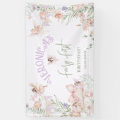 Fairy First Birthday Enchanted garden Whimsical Spandoek (Verticaal)