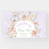 Fairy First Birthday Enchanted garden Whimsical Spandoek (Horizontaal)