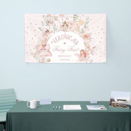 Fairy First Birthday Enchanted garden Whimsical Spandoek (Beurs)