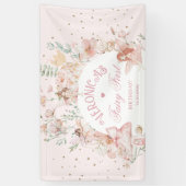 Fairy First Birthday Enchanted garden Whimsical Spandoek (Verticaal)